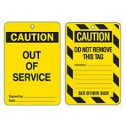 BRADY TAG CAUTION OUT OF SERVICE POLY PACK10 842390