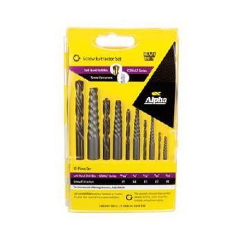 10 Piece Screw Extractor & Left Hand Cobalt Drill Set 9SECOL-SET10
