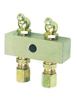 Alemlube Header Block 2 Outlet C/W 6mm Fittings And Grease Nipples 6132