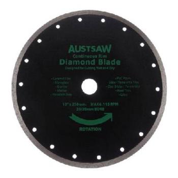 Austsaw 250mm Diamond Blade Continuous Rim 25/20mm Bore Continuous AUDIA250C