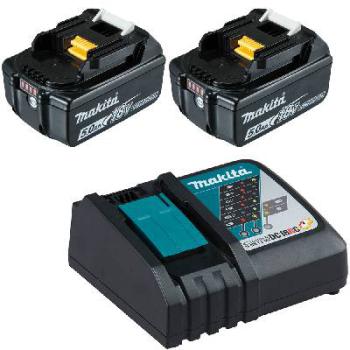 Makita 18V 2 x 5.0Ah Batteries & Single Port Charger Kit - 199179-3