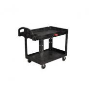 Rubbermaid Trolley Utility 2 Tray Lipped Top Shelf FG452088BLA Black