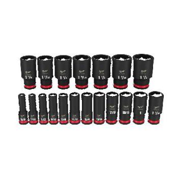 Milwaukee Impact Socket Set 1/2Dr Deep 19Pce 6Pt 3/8 - 1-1/2