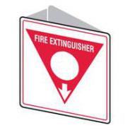 SAFETY SIGN DBL SIDED FIRE EXT WHT POLY 225 X 225   835731