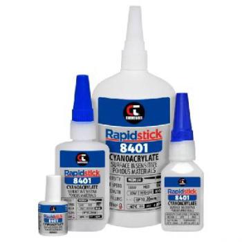 Rapidstick Instant Adhesive (8401), Surface Insensitive, Porous Materials, 10g Brush Top 8401-10