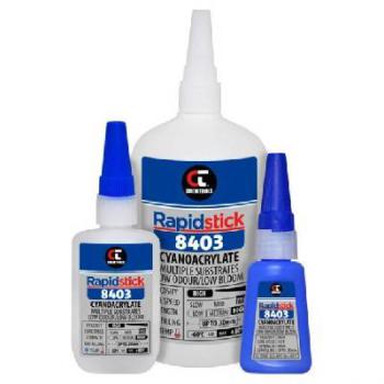 Rapidstick Instant Adhesive (8403), Multiple Substrates, Low Odour/Low Bloom, 500g 8403-500