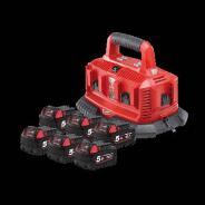 Milwaukee Battery 18V 5Ah 6pk C/W 6Bay Charger M18SP506B