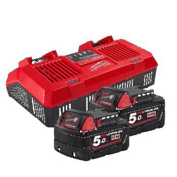 Milwaukee Charger Starter Pack M18 Redlithium-Ion Dual Bay 5.0Ah M18SPD502B