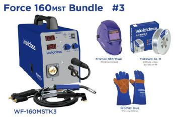 Welder Mig/Stick/Tig Weldclass Force 160MST Bundle With Gasless Wire, Helmet, Gloves WF-160MSTK3