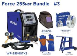 Welder Mig/Stick/Tig Weldclass Force 255MST Bundle With Gasless Wire, Helmet, Gloves, Trolley Wf-