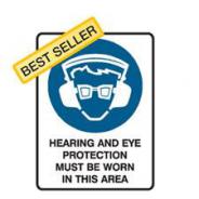 BRADY HEARING / EYE PROT.METAL SIGN 600 X 450 838192