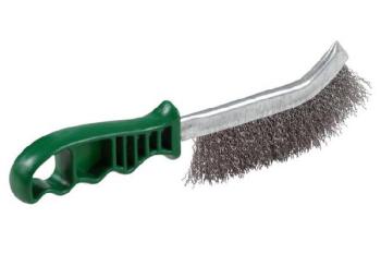 Wire Brush Hand 1-Row Plastic Handle Stainless-Steel Green Weldclass TO-3204