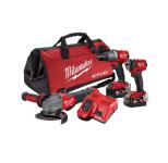 MILWAUKEE COMBO KIT 3PC 18V 5.0AH GRINDER/DRILL/WRENCH  M18FPP3M2-502B