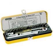 SOCKET SET STANLEY 1/4D MET/AF 21PC  89-507