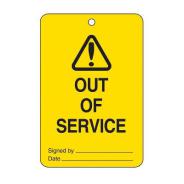 Brady Tag Caution Out Of Service Yellow Pkt/100 842373