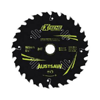 Austsaw Extreme: Wood With Nails Blade 165mm x 20/16 Bore x 24 T Thin Kerf TBPP1652024