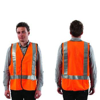 Vest Safety Reflective Silver/Orange Medium VDNO-M