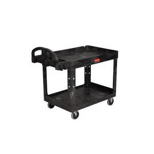 RUBBERMAID TROLLEY UTILITY 2 TRAY LIPPED TOP SHELF FG452088BLA BLACK