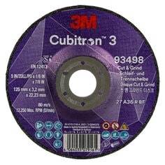 Disc Cut And Grind 3M Cubitron 3 93498 36g T27 125 mm x 3.2 mm x 22.23 mm (5 x 1/8 x 7/8 In)