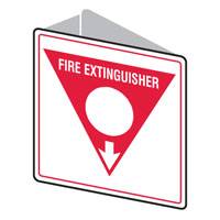 Safety Sign Dbl Sided Fire Ext Wht Poly 225 x 225 835731