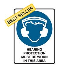 SIGN HEARING PROTECTION MUST BE WORN 225X300 POLY 841018