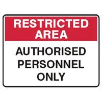 SIGN RESTRICTED AREA 450mm x 300mm POLY  845082