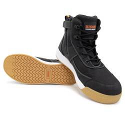 Bison Dune Safety Shoe Lace Up / Zip High Top Black Aus/10
