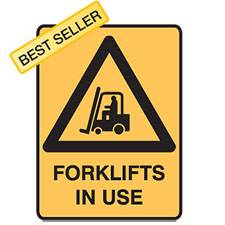 BRADY METAL FORKLIFT IN USE SIGN 600 X 450  832082