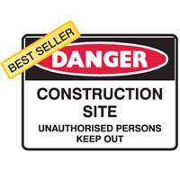 Brady Sign Danger Construction Site Unauthorised Persons Keep Out 600 x 450 Mtl 832438