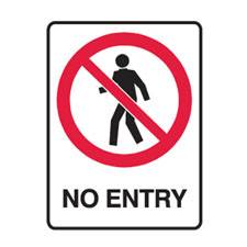 Brady Sign Sticker Ss No Entry 180 x 250 838698