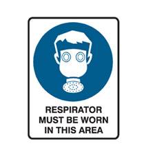 SIGN RESPIRATOR MUST BE WORN I/T/A POLY 300 X 225MM  841223