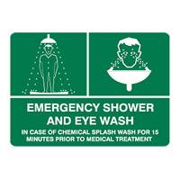 BRADY SIGN EMERGENCY SHOWER/EYEWASH 300X450 METAL 841541