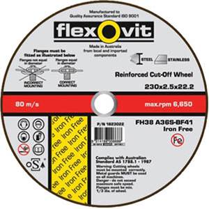 DISC C/O IRON FREE 230X2.5X22  FLEXOVIT 1823022 PACK OF 50